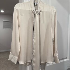 Express Long Sleeve Champagne Color Necktie Blouse